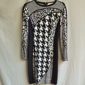 Joseph Ribkoff Monochrome Geometric Long Sleeve Dress Sz 6
